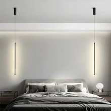 Candelabros de tira larga de aluminio minimalista para decoración de pared de sala de estar, luz LED colgante pequeña, DimmableAC85-260V