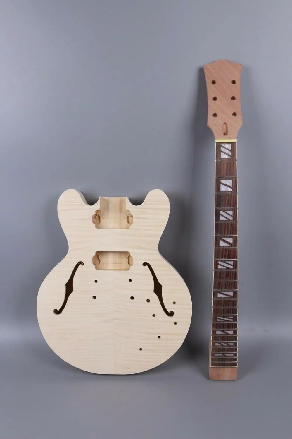 

1set Guitar Kit Unfinished Guitar Neck 22fret Guitar Body 335 electric Guitar
