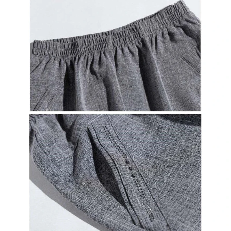 Брюки среднего возраста и старше женские тонкие из хлопка льна штаны размера