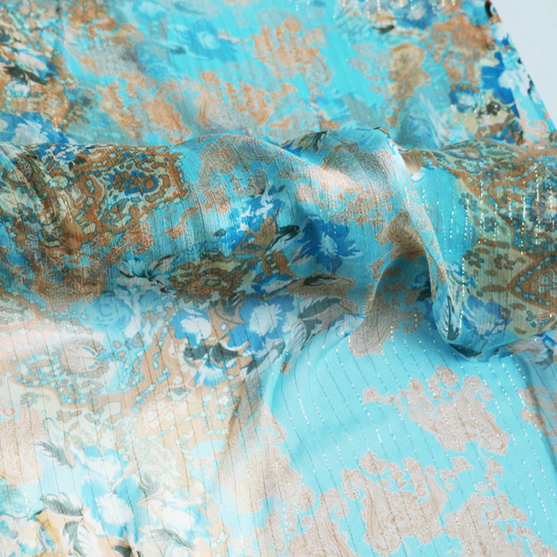 Элегантный шелковистый марлевой Материал 100 см * 135 золотой металлик натуральный