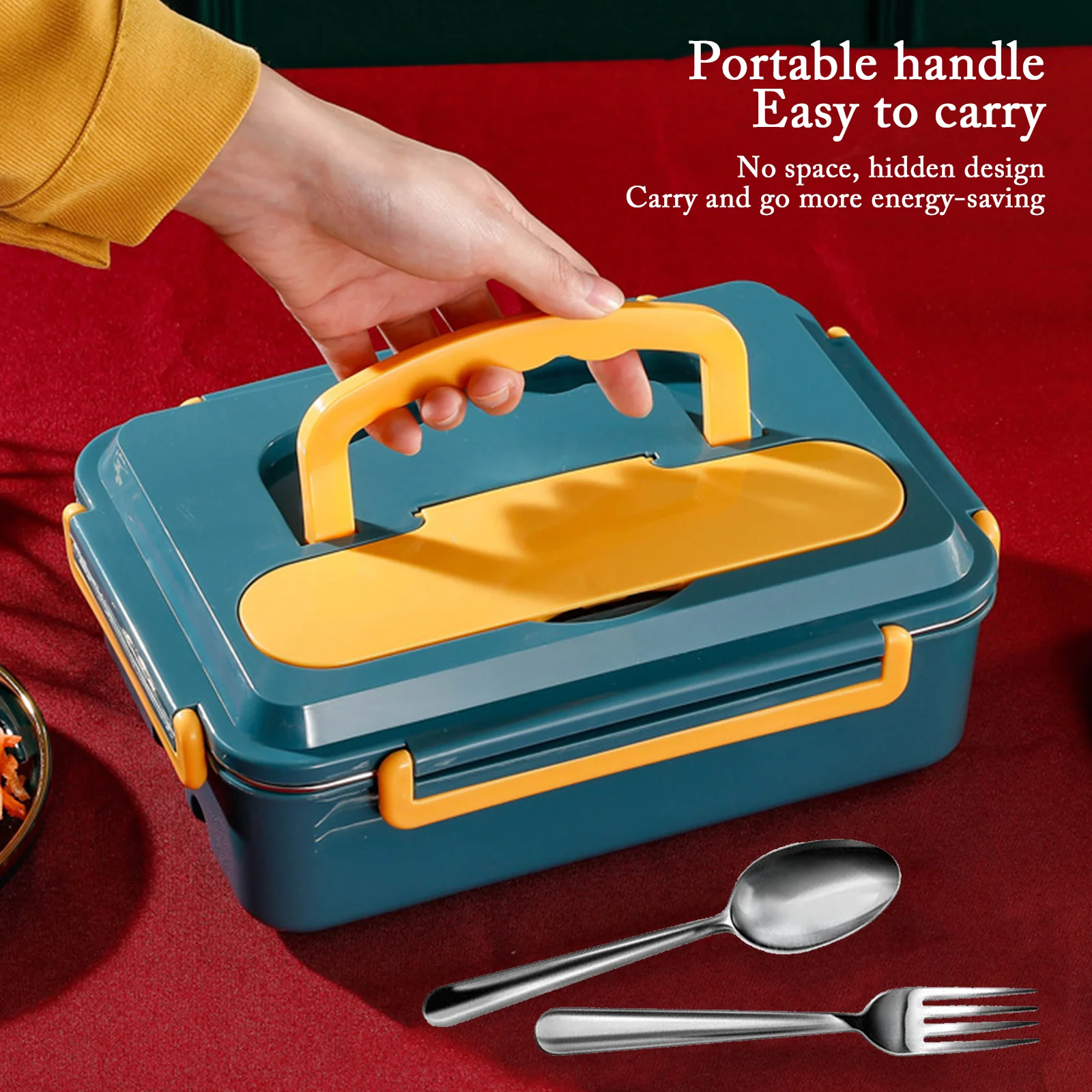 

1.5L Electric Lunch Box Food Heater Food Warmer Lunch Box Removable Stainless Steel Container Bento Box for Outdoor Travel Car
