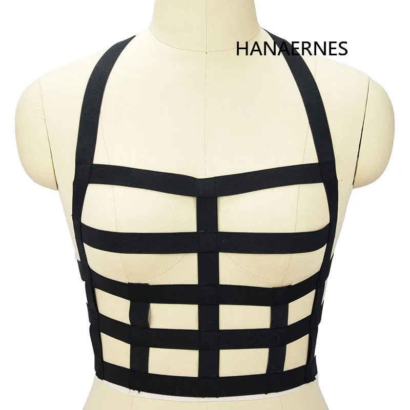 

Women Black Body Harness Cage Cupless Bra Lingerie Erotic Bondage Club Dancer Crop Tops Cage goth clothes garter belt
