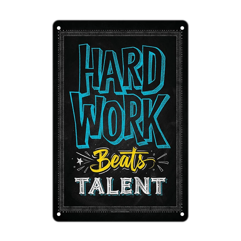 

Inspirational Slogan Tin Signs Vintage Poster Hard Work Metal Plate Wall Stickers Office Classroom Study Home Decor20x30cm