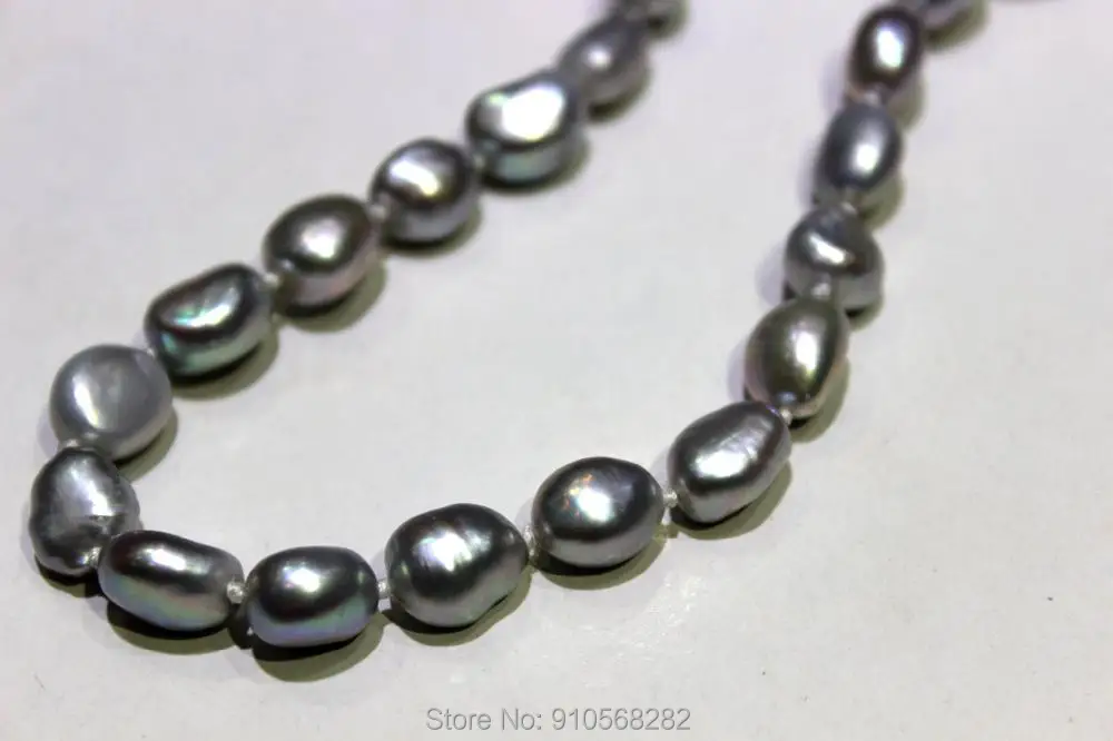 

Big Gray Freshwater pearl necklace Rice shape 10x13mm 18INCH 45cm