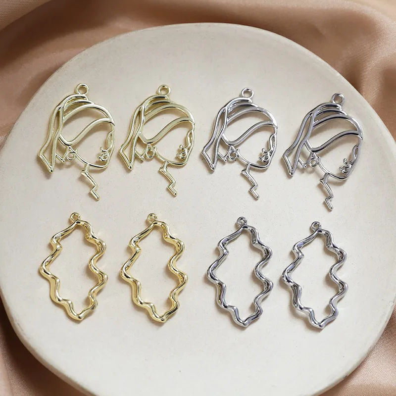 

Hollow Out Gold Silver Tone Zinc Alloy Art Face Wove Geometry Charms 30pcs/Lot DIY Jewelry Findings Fashion Earring Pendants