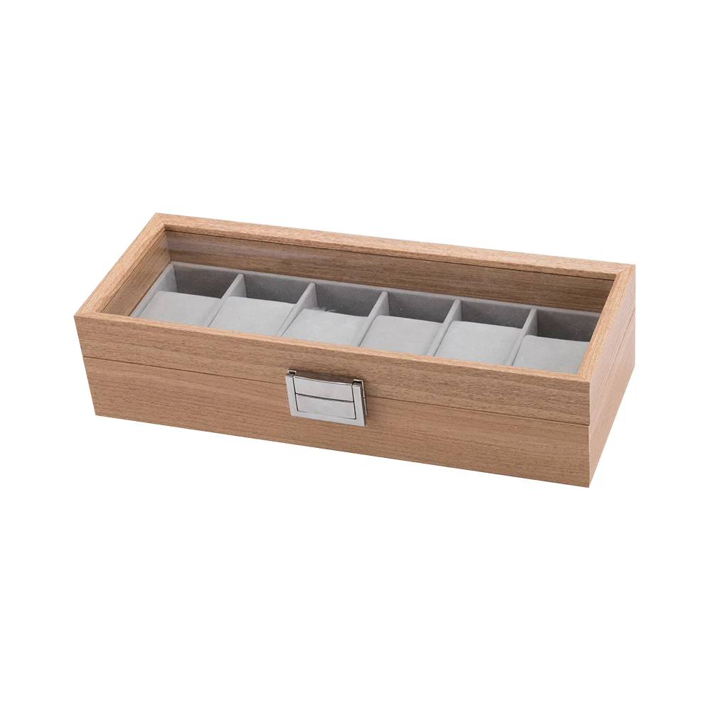 6 решеток роскошная деревянная коробка для часов держатель мужчин стеклянный Топ