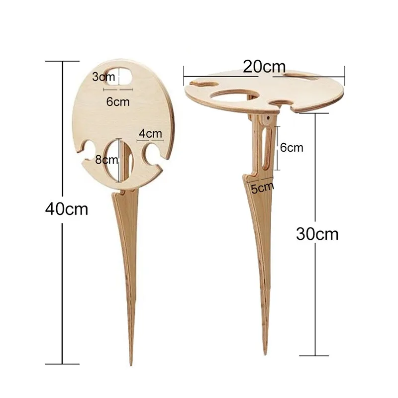 

Outdoor Wine Table with Foldable Round Desktop Mini Wooden Picnic Table Easy To Carry Wine Rack Support Dropshipping
