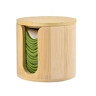 Деревянные ватные диски для снятия макияжа, круглый контейнер, органайзер для хранения косметики, коробка