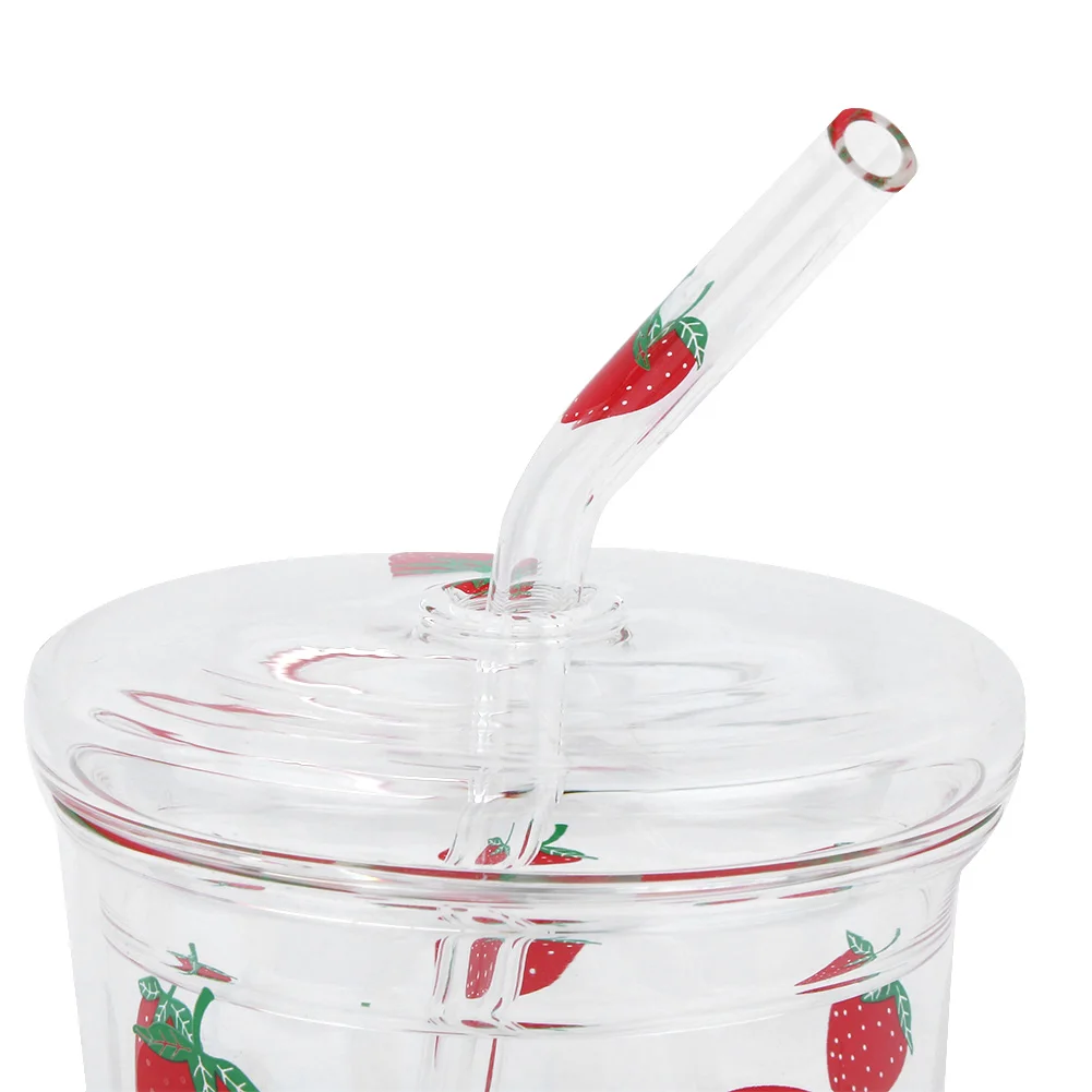 Термостойкая прозрачная стеклянная чашка с узором в виде букв клубники для