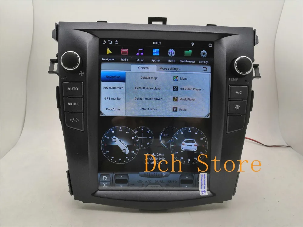10,4 дюймов Tesla стиль Android 8,1 автомобильный dvd-плеер gps для Toyota Corolla 2006-2013 4G ram навигация для авто AC ips PX6 CARPLAY