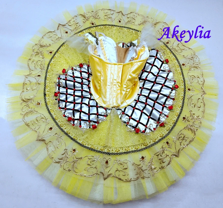 Coppélia профессиональная классическая балетная Костюм с балетной юбкой Paquita желтых