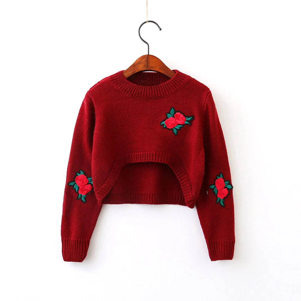 Модный костюм для девочек свитер с розой + джинсы штаны цветочным принтом детская