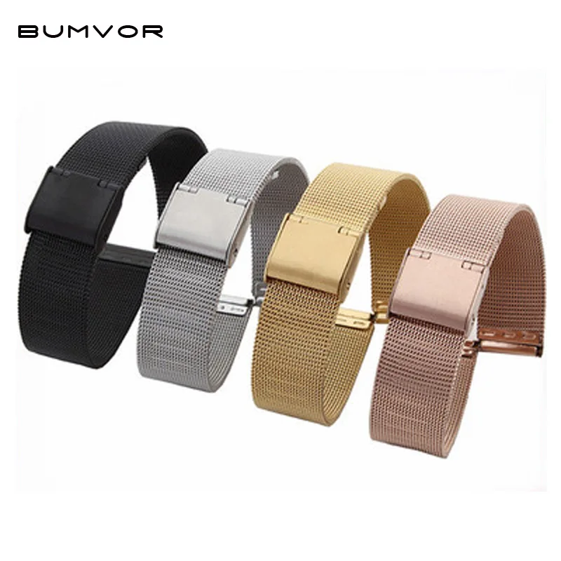 

Milanese Watchband 12mm 14mm 16mm 18mm 20mm 22mm 24mm Universal Stainless Steel Metal Watch Band Strap Bracelet Black Rose Gold