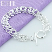 doteffil 925 sterling silver multi circle chain bracelet for woman charm wedding engagement party fashion jewelry