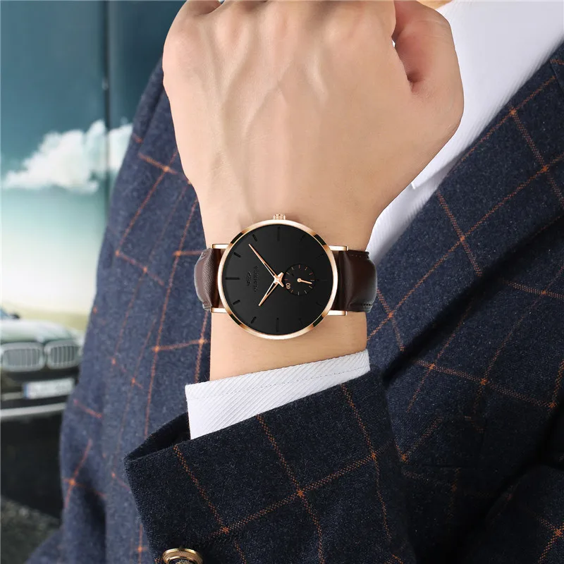 

2020 New OLMECA Mens Watches Top Brand Luxury Military Ultra-thin Quartz Watch Casual Blue Leather Waterproof Sport Watch Men