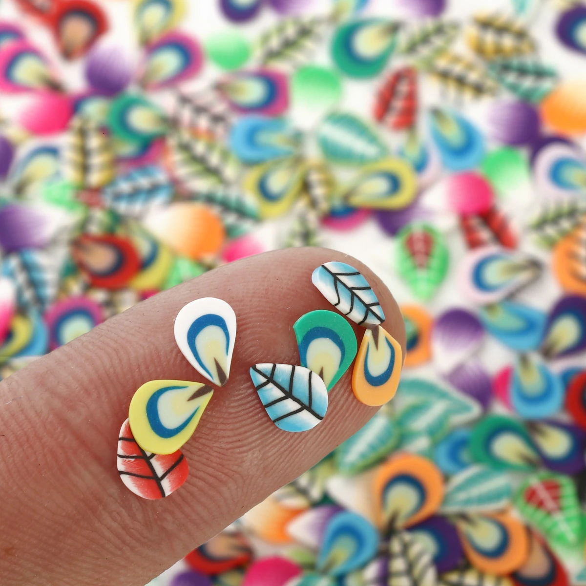 1000 шт./пакет новая 3D Полимерная глина крошечные фимо фрукты кусочки листья узор