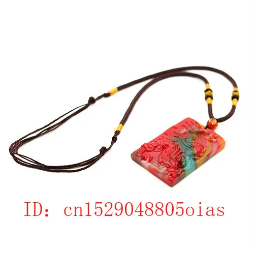 Ожерелье с кулоном дракона из нефрита и природного цвета в китайском стиле |