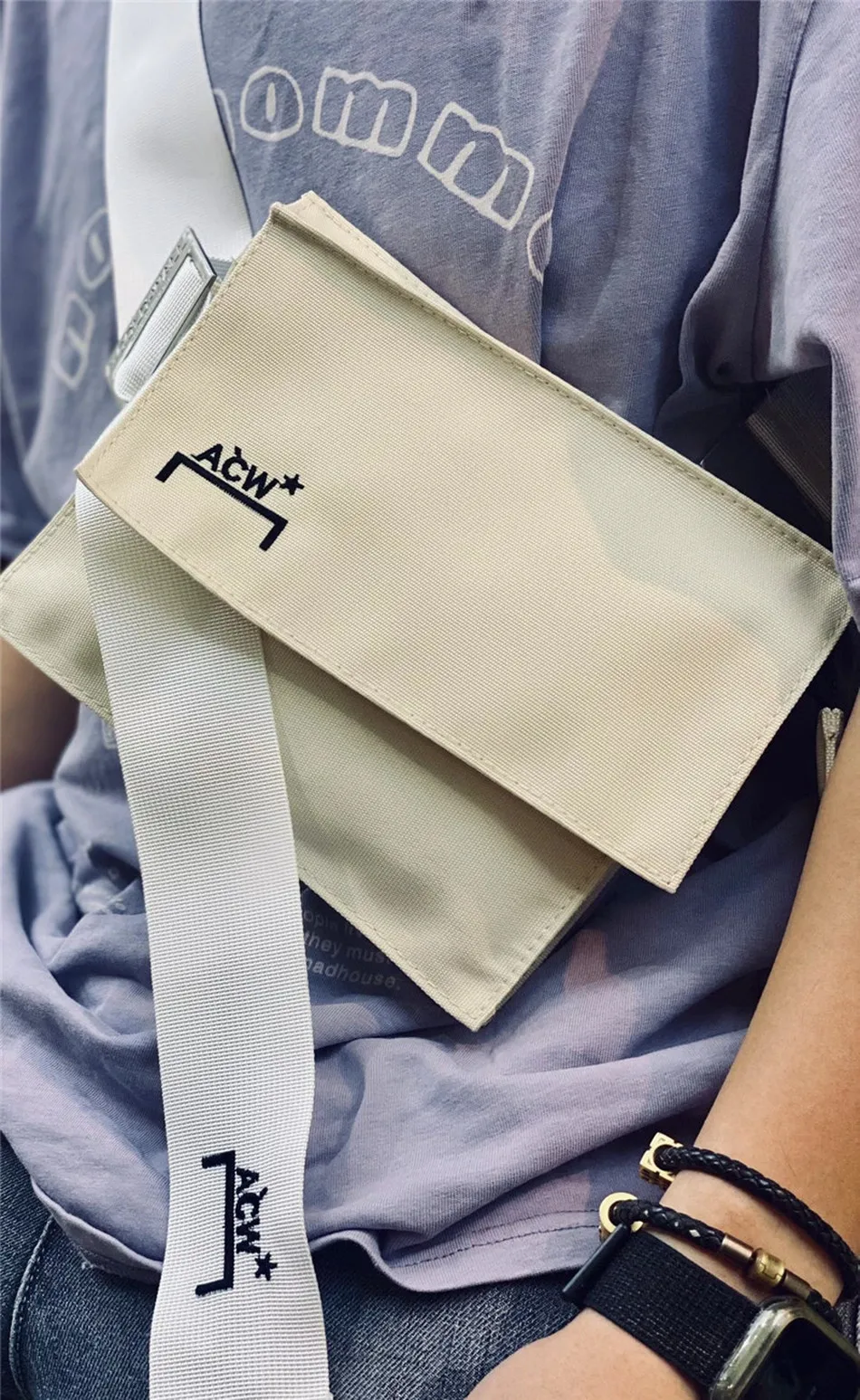 

A-COLD-WALL* Chest Bag Men Women Canvas ACW Crossbody Bag LOGO Button A COLD WALL Shoulder Bag
