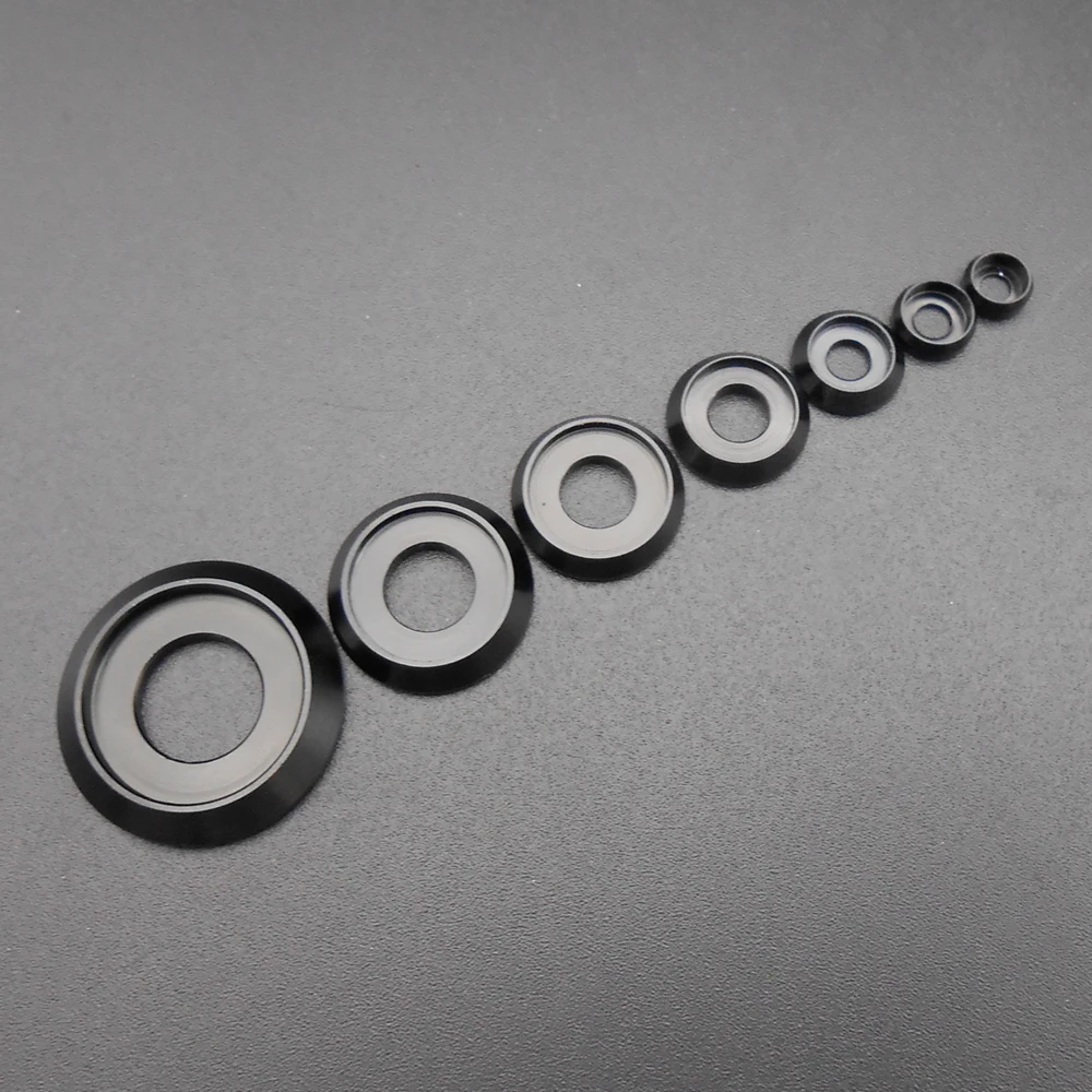 10 шт. многоразмерные черные прокладки из алюминиевого сплава тонкие полукруглые