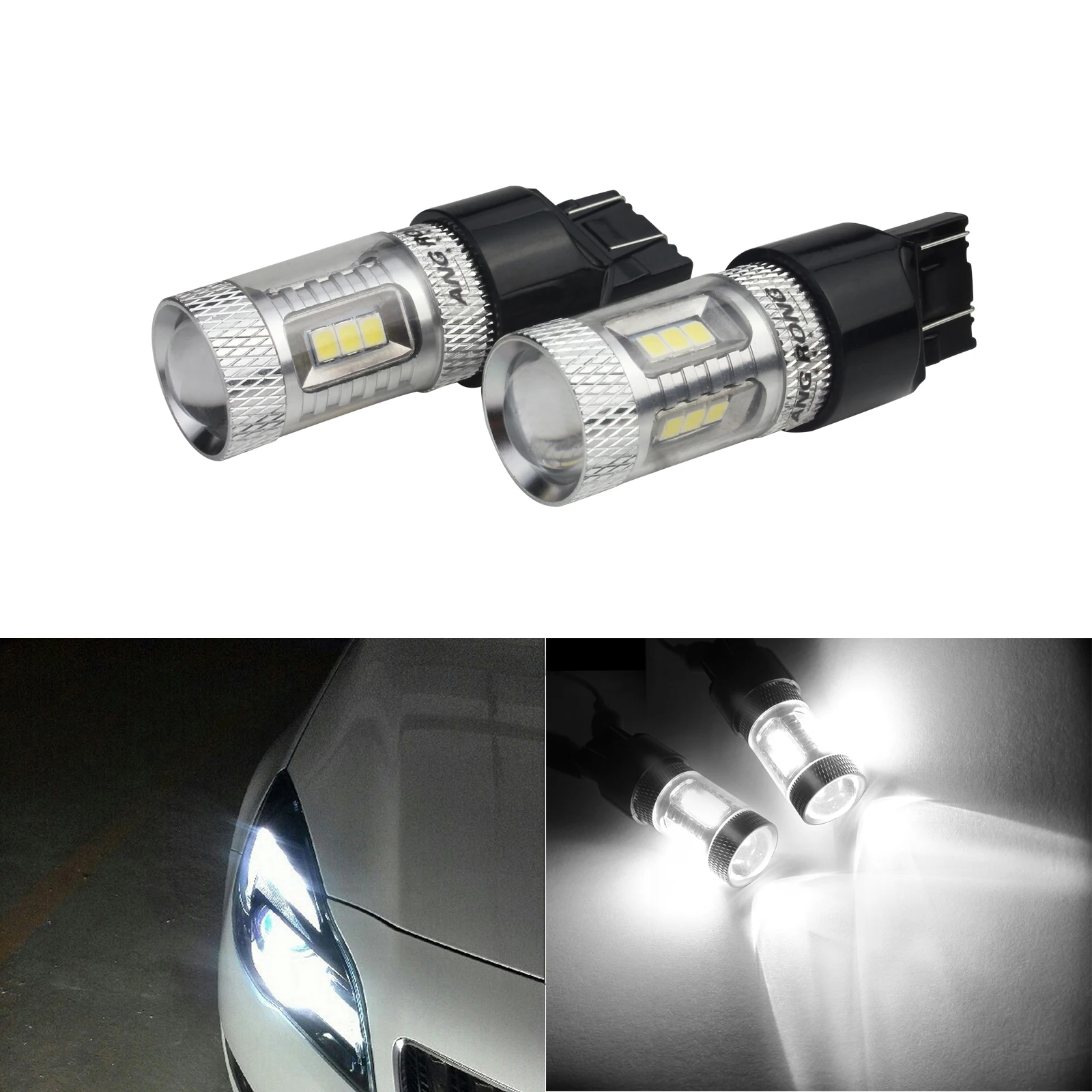 

ANGRONG 2X 7443 580 W21/5W 15W LED Bulb Sidelight Daytime Running Light Lamp DRL