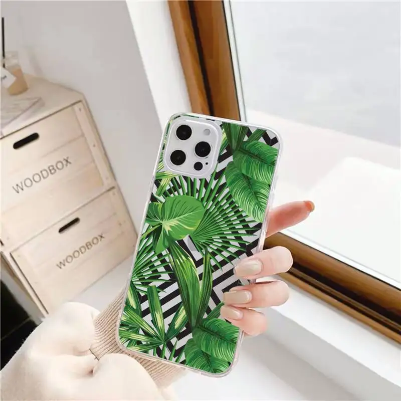 

Green Plant leaf Accessories Phone Case For iphone 12 11 mini x xs xr pro max 8 7 6s 6 5 5s 5c se plus Transparent soft
