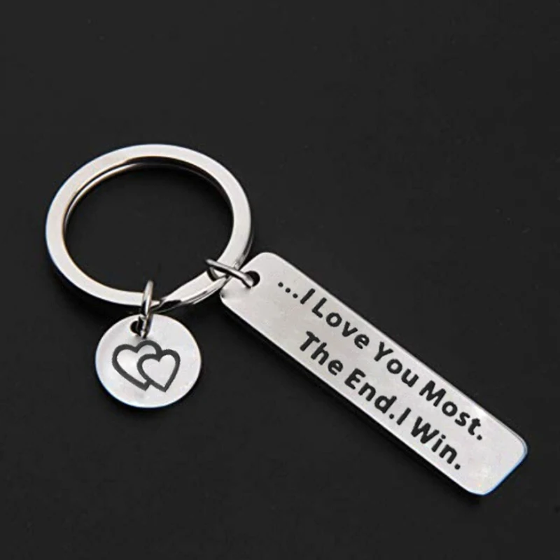 

I Love You More.The END I Win Stainless Steel Heart Key Chain Lettering Keychain