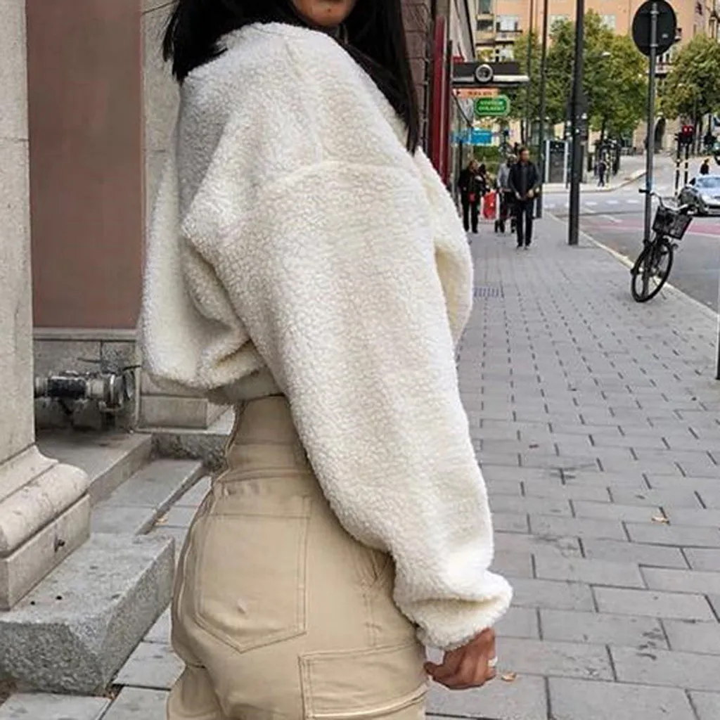 Укороченный топ женские толстовки из плотного флиса свитшот однотонные топы на