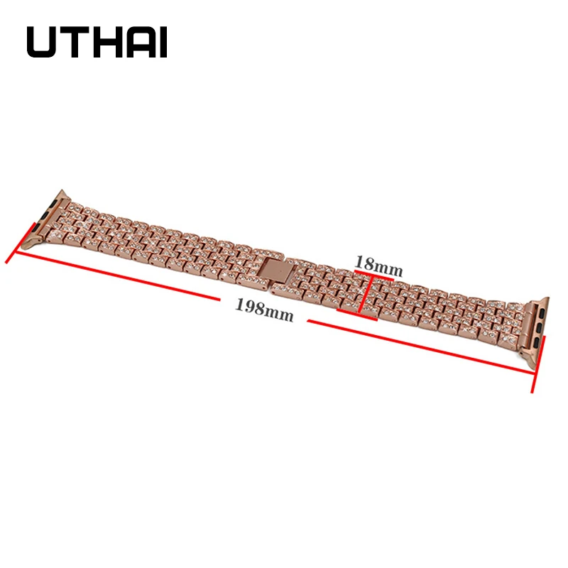 Ремешок UTHAI P70 для Apple Watch 1/2/3 40 мм 38 из нержавеющей стали с бриллиантами | Наручные