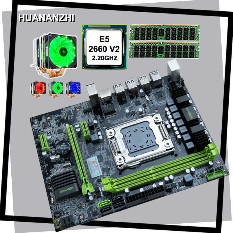 Дешевая материнская плата HUANANZHI X79 с Intel Xeon E5 2660 V2 6 тепловыми трубками кулер ОЗУ 16