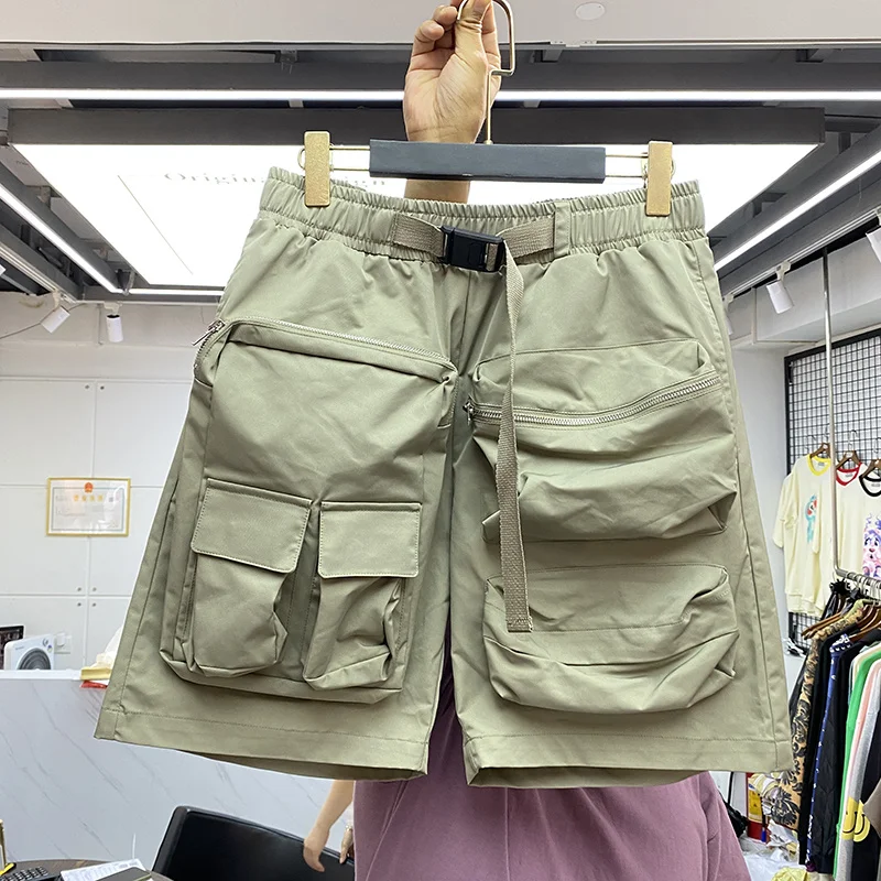 

2021ss Tactical Multi-pocket Shorts Men Women Best Quality Washed Vintage Shorts Classic Cotton Breeches