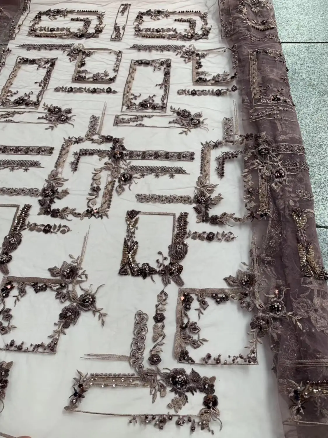 Кружевная ткань из тюля с 3D бусинами в африканском стиле 2018 г. французская