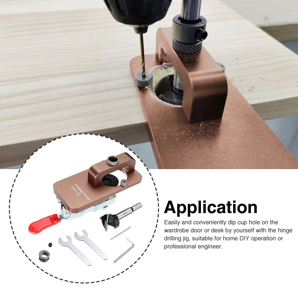 

With 35mm Opener Pocket Hole Jig Woodworking Toggle Clamp Aluminum Alloy Carpentry Locator Puncher DIY Door Portable Durable
