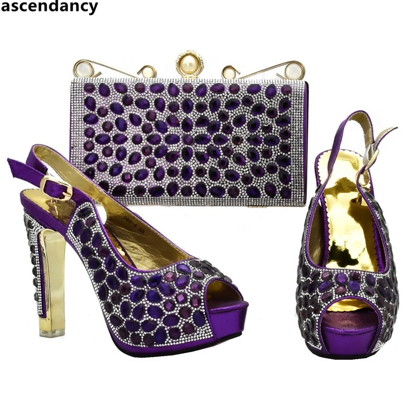 Туфли на высоком каблуке для женщин Итальянская обувь с сумочкой в комплекте