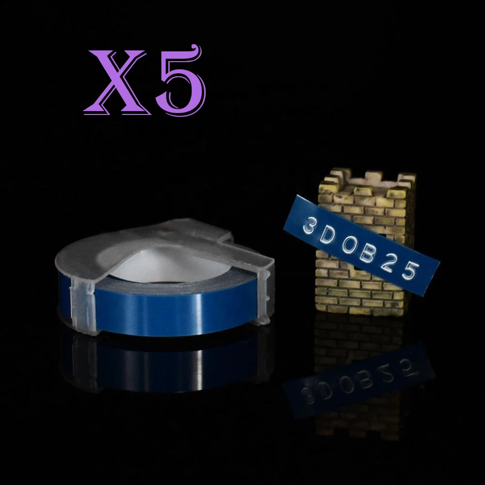 Ocean blue Многоцветный 5 рулонов 3D 9 мм ПВХ тиснение этикеток лента совместимый с dymo 1610 12965 ручной принтер этикеток для Motex E101 производитель этикеток - Цвет: Ocean blue