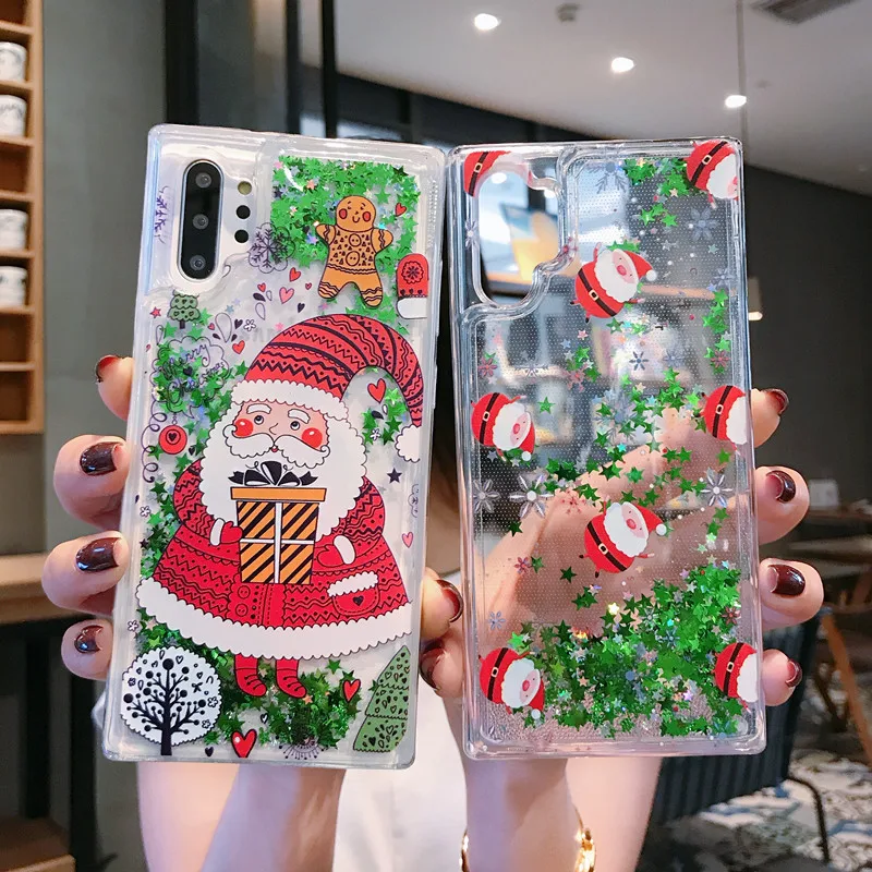 Жидкий Рождественский чехол для samsung S10 Plus Note 10 Pro S8 S9 Lite 8 9 |