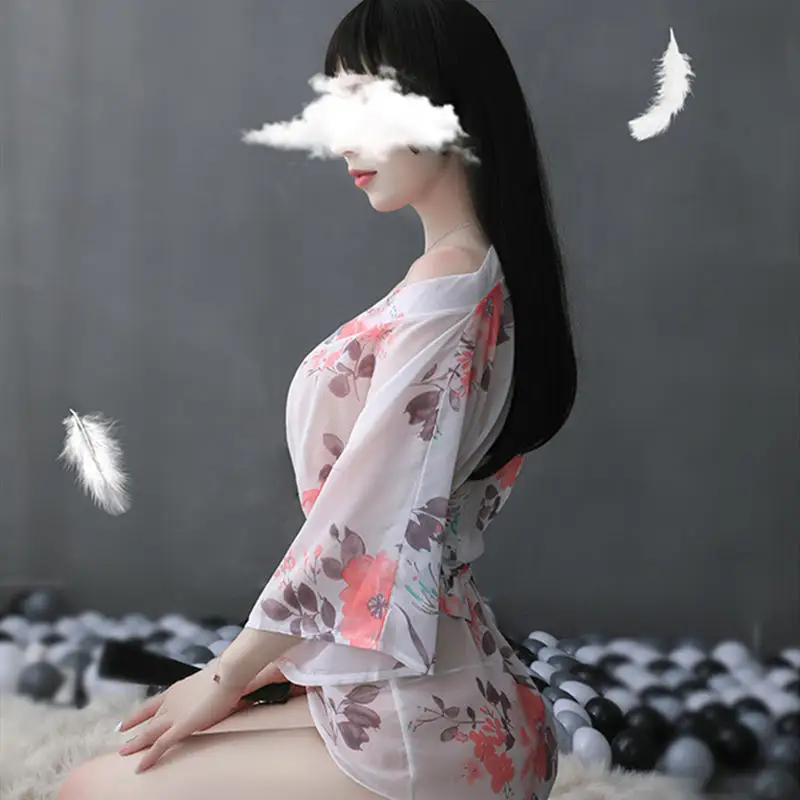 Горячее сексуальное женское белье Новое кимоно изящный принт шифон японский