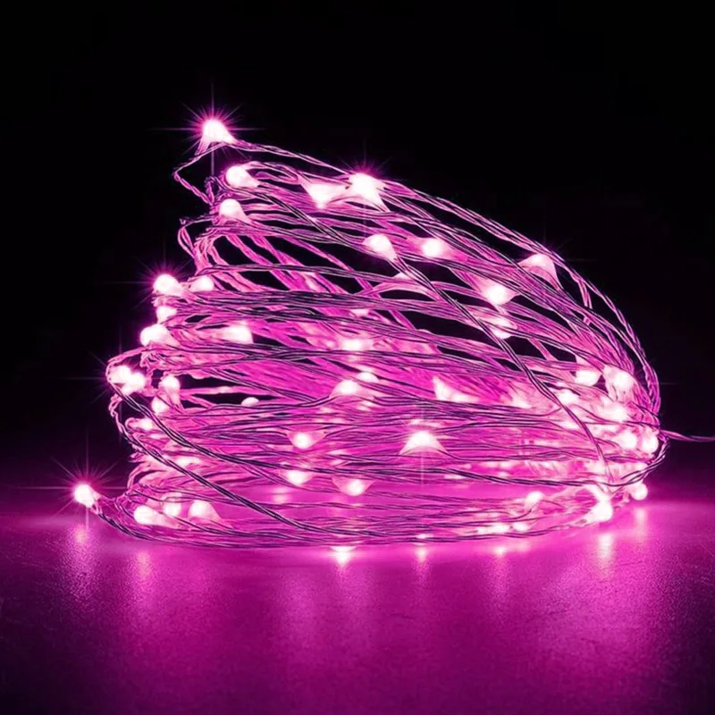 Pink Рождественское украшение для дома, 1 м/2 м/3 м/10 м, Рождественский светодиодный светильник, гирлянда, Рождественское украшение для елки, Рождественская гирлянда - Цвет: Pink