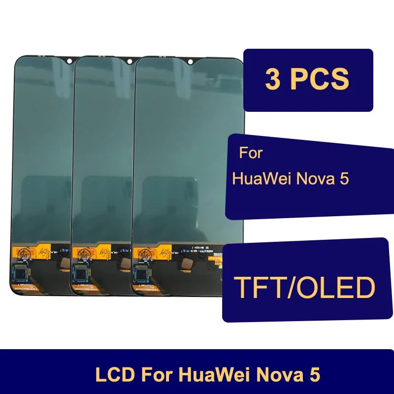 

Wholesale 3 pcs OLED Teated For Huawei Nova 5 LCD Display SEA-AL00 Touch Screen Digitizer Assembly For Nova 5 LCD