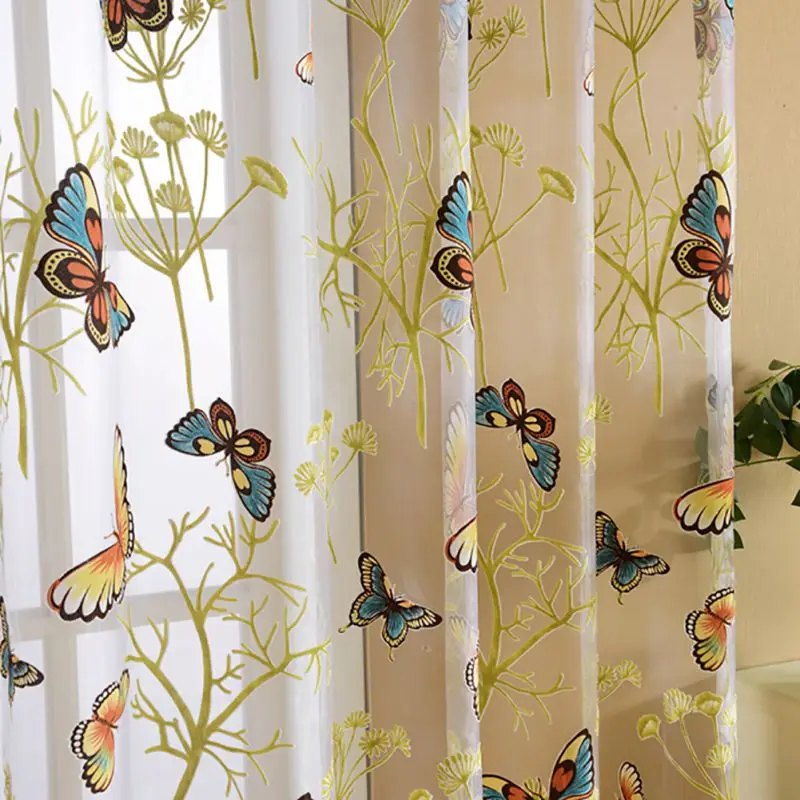 100x200cm Butterfly Curtain Panel Roman Window Valance Kitchen Curtains String Fabric For Yarn Rustic Screen Home Decorations | Дом и сад