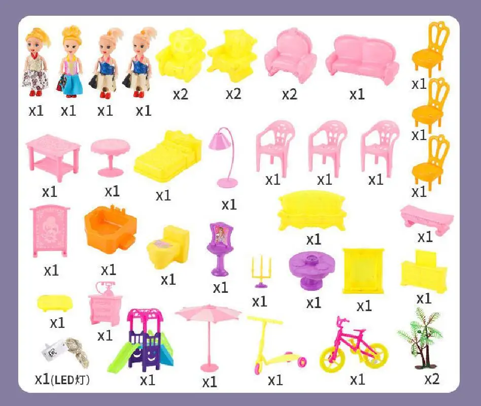 

Children's Kindergarten Educational Toys 3d House Model Puzzle Montessori House Girls Diy Splicing Led Doll House Set Toy Gift