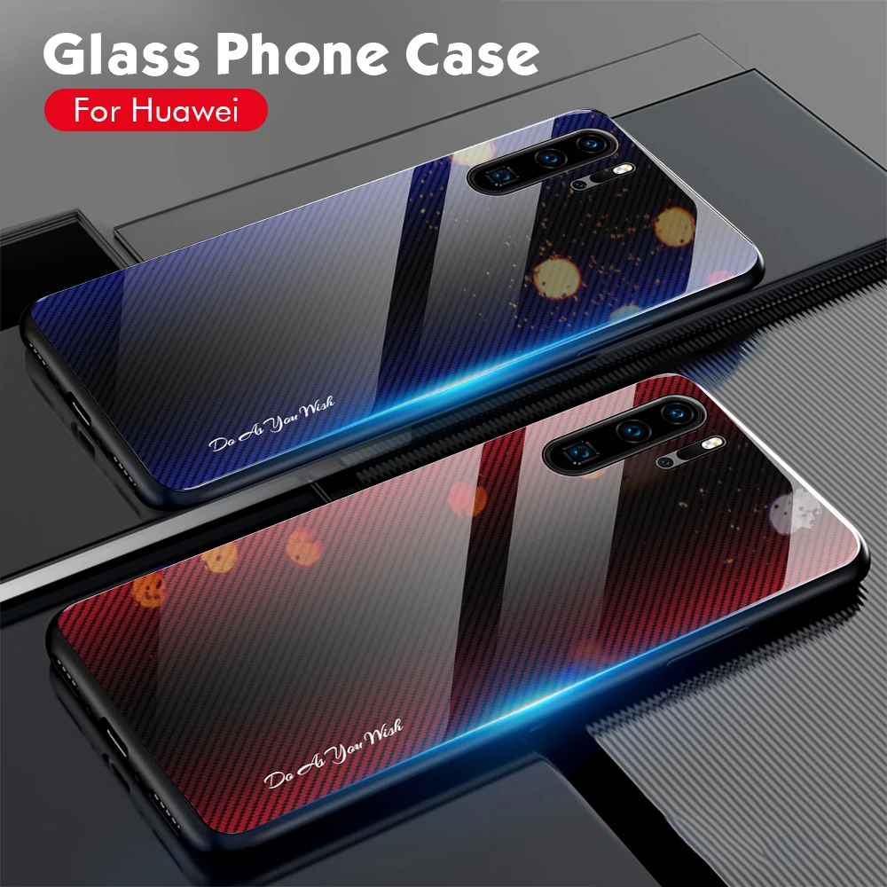 Красочные стеклянные чехлы для телефонов huawei P30 P20 Pro Lite 2019 градиент закаленное