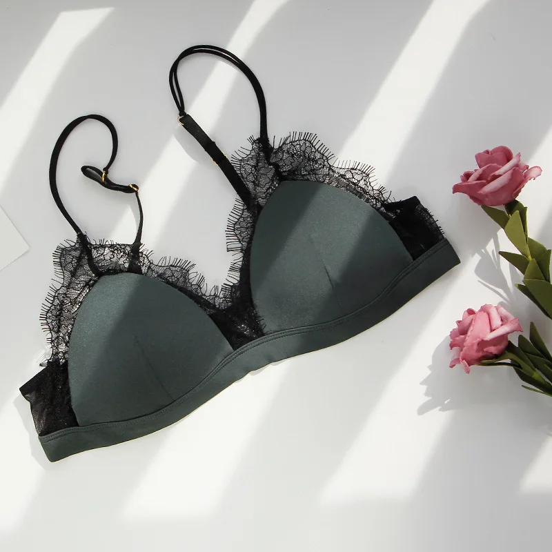 free shipping  bra and panty set  lingerie underwear lenceria sexy lace bra girl Wireless bralette biquini eyelash