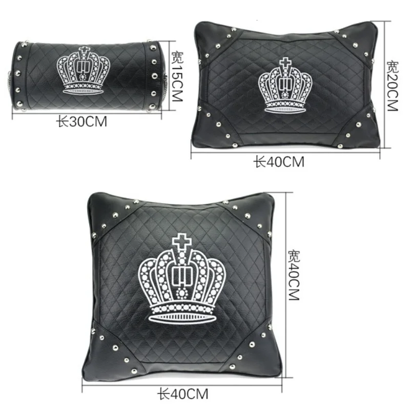 car styling fashion crown headrest pillow auto with chain and rivets automotive accessories women decoration |