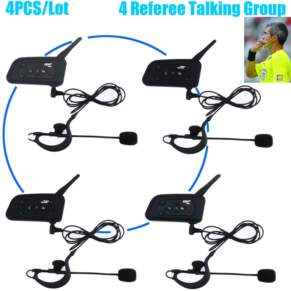 4 шт. профессиональные футбольные арбитры Bluetooth система внутренней связи для