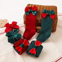 2021 new 0 3 y set ins spanish baby girls stockings for christmas with bow knot medium tube socks red green
