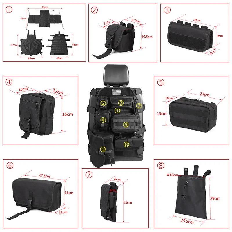 Универсальный чехол на сиденье с органайзером Мути-карман для хранения Jeep Wrangler