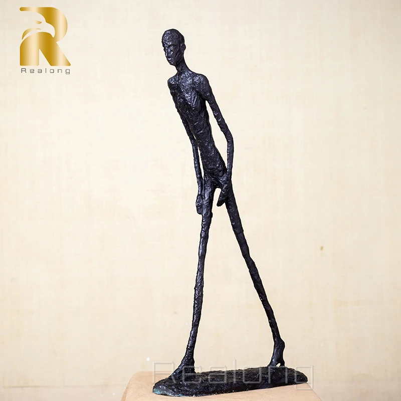Статуя ходящего мужчины из настоящей бронзы от Giacometti Реплика абстрактная скелет