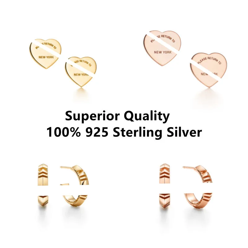 

Tf925 Sterling Silver Earrings brand romantic heart-shaped Love Earrings exquisite jewelry women's new ring design gift
