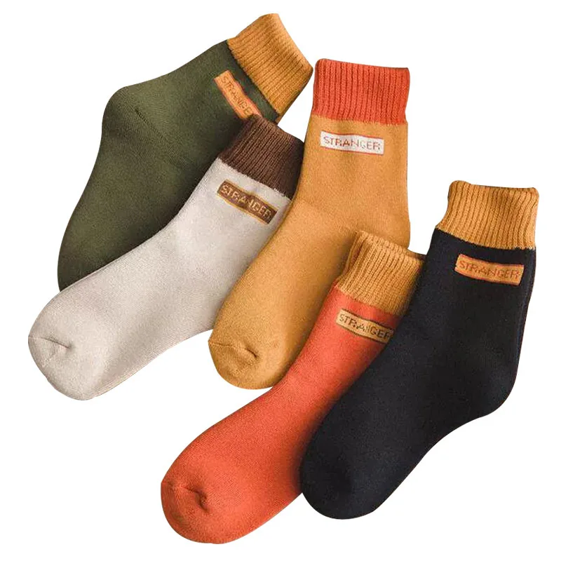 

Winter Thick Socks Women's Terry Socks Letter Thickening Plush Warm Postpartum Delivery Socks Floor Towel Socks 5 Pairs