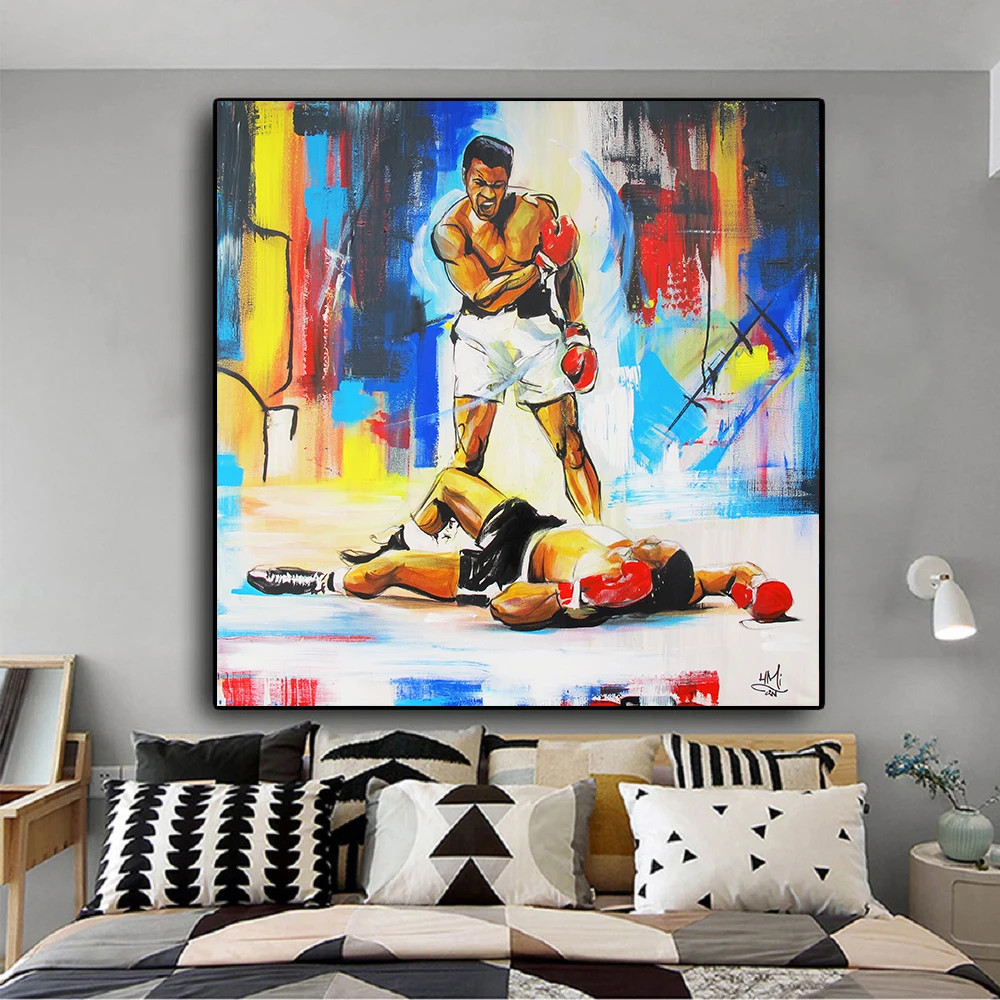 

Boxing Graffiti Art Posters and Prints on The Wall Canvas Painting Street Boxing Wall Art Picture for Living Room Home Decor